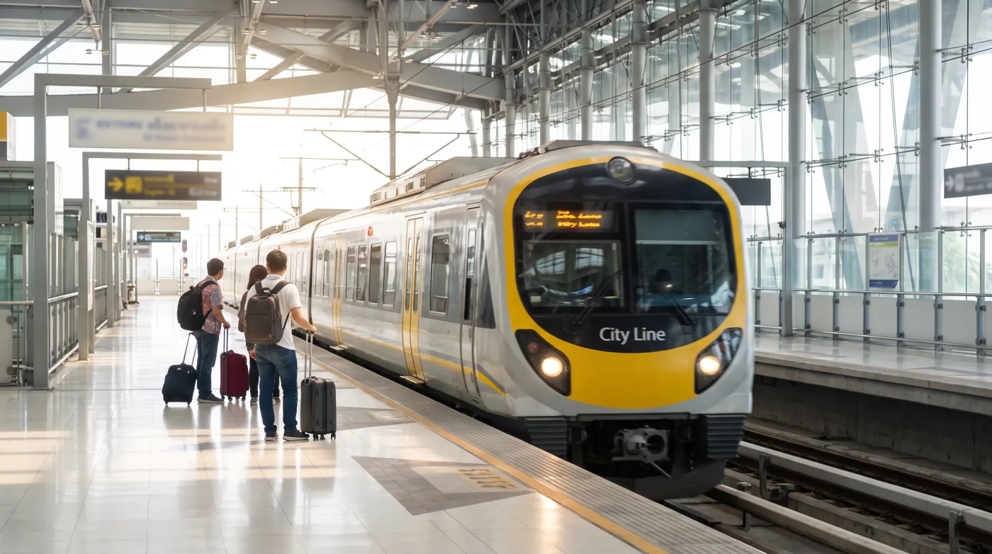 Airport Rail Link City Line train at a Suvarnabhumi platform